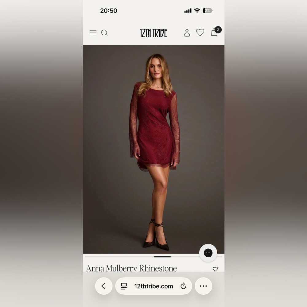 12th Tribe Anna Mulberry Rhinestone Mesh Mini Dress